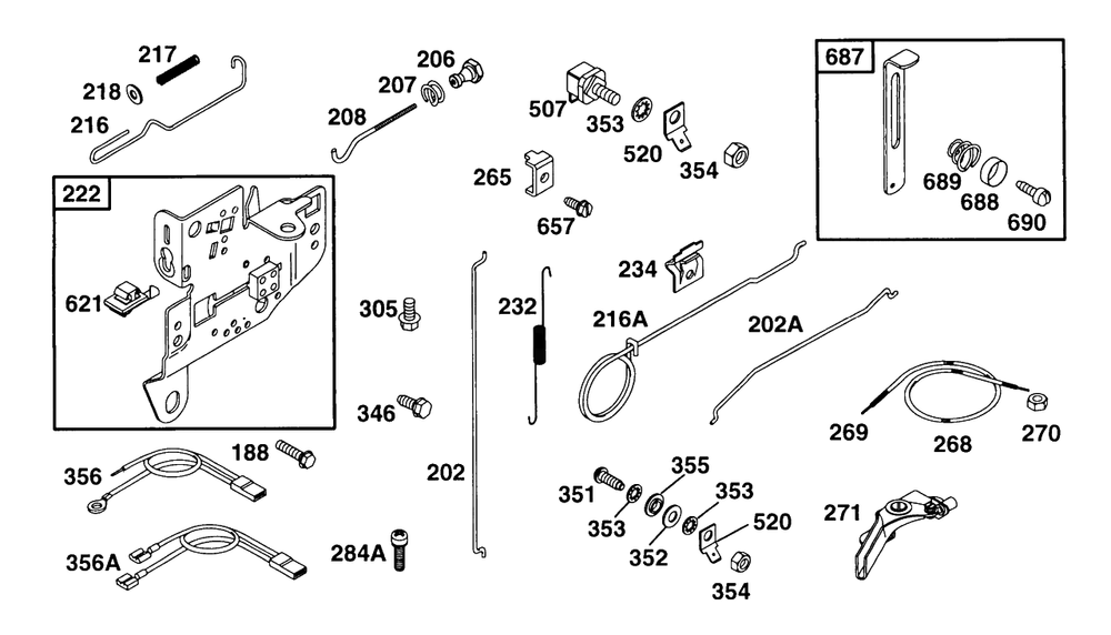 Controls Diagram and Parts List for 254422-0123-XX  Briggs and Stratton Engine